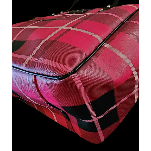 Kate Spade Ellison Avenue Sidney Tote Bag, Plaid Snapdragon Pink and wallet - Picture 15 of 15